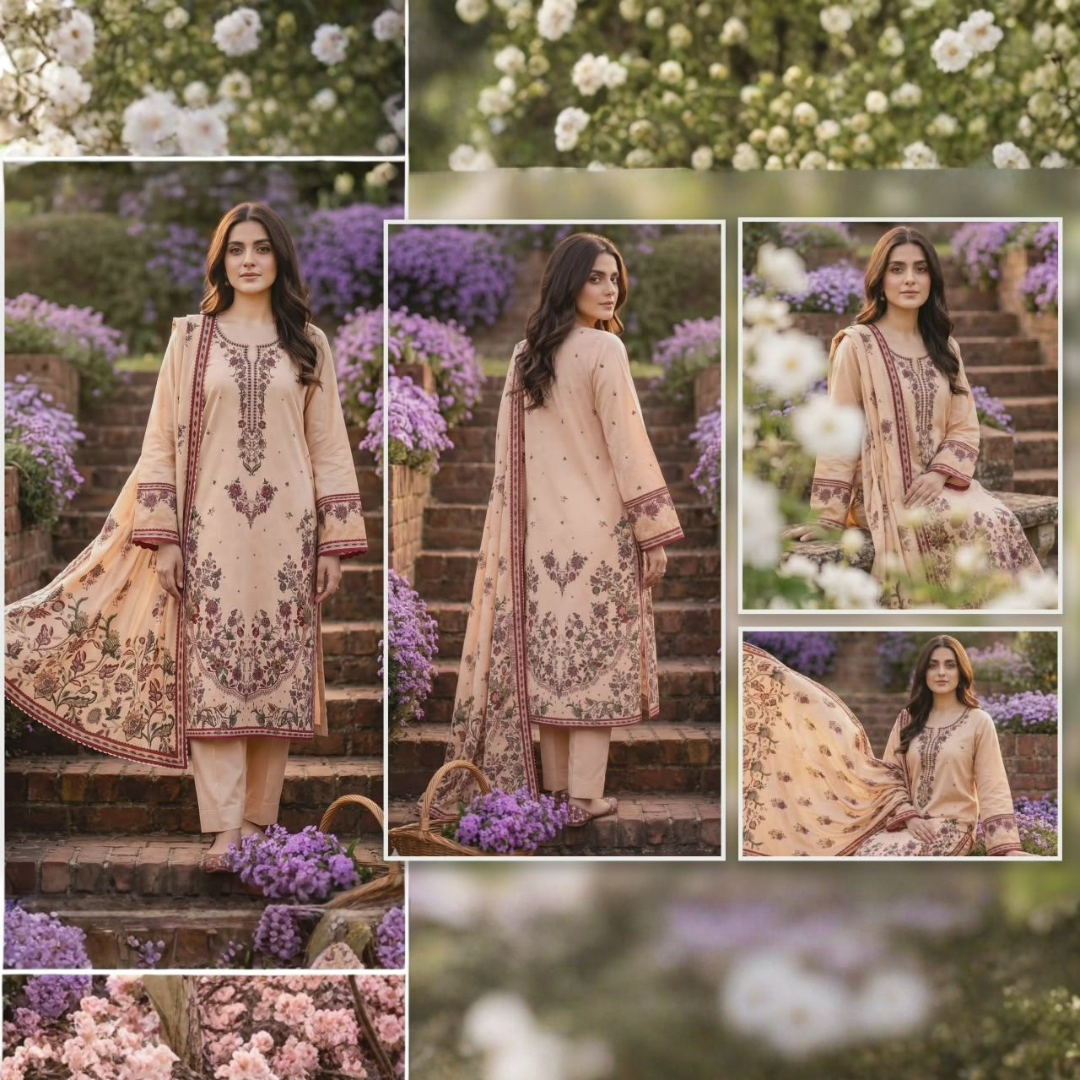 Mashaim Brand Digital Printed Lawn 3pc