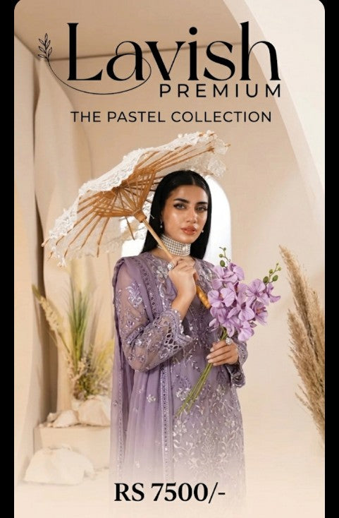 Lavish Premium Embroidered Lilac 3-Piece Luxury Suit
